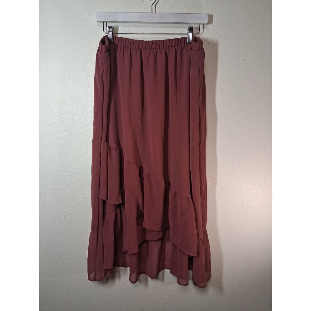 NWT A New Day Boho Skirt High Low Cottage Y2K Business Casual Rose Size Large